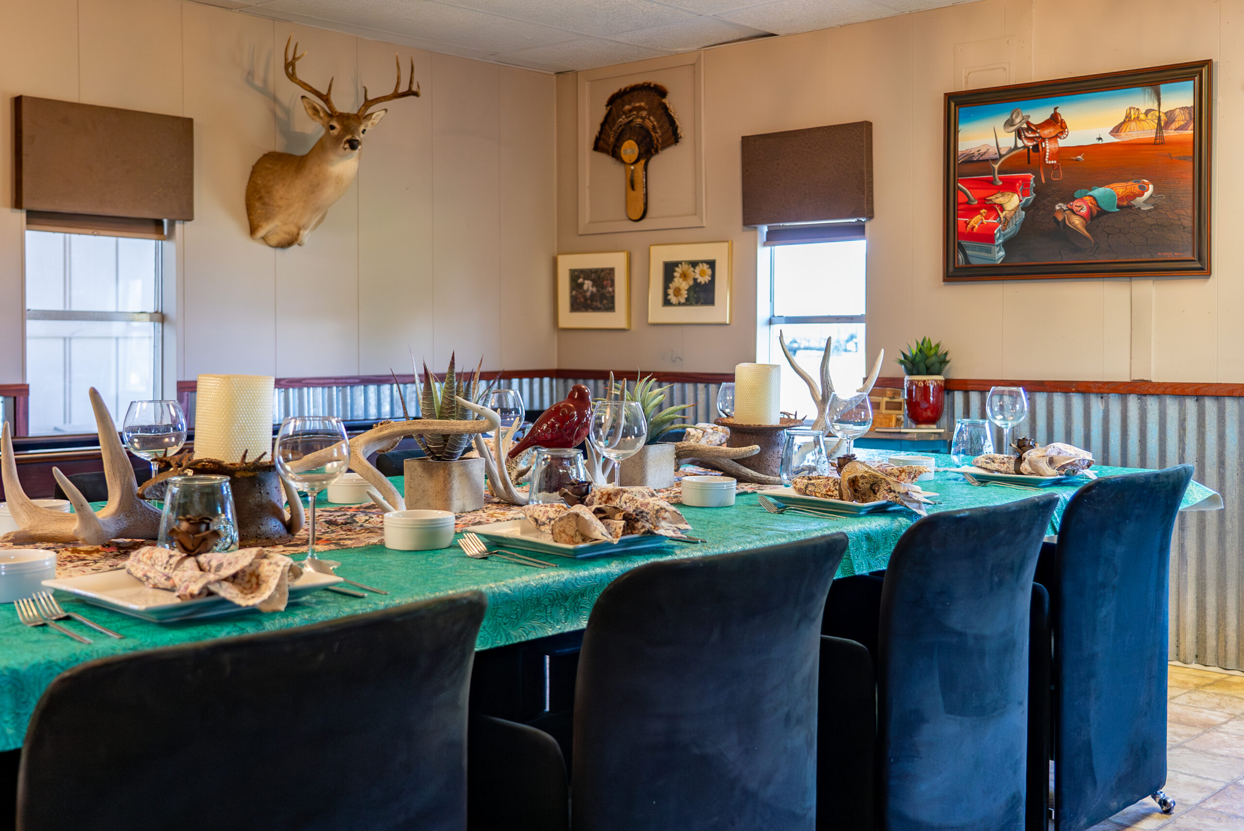 Hideout Hunting lodge dining hall table setting