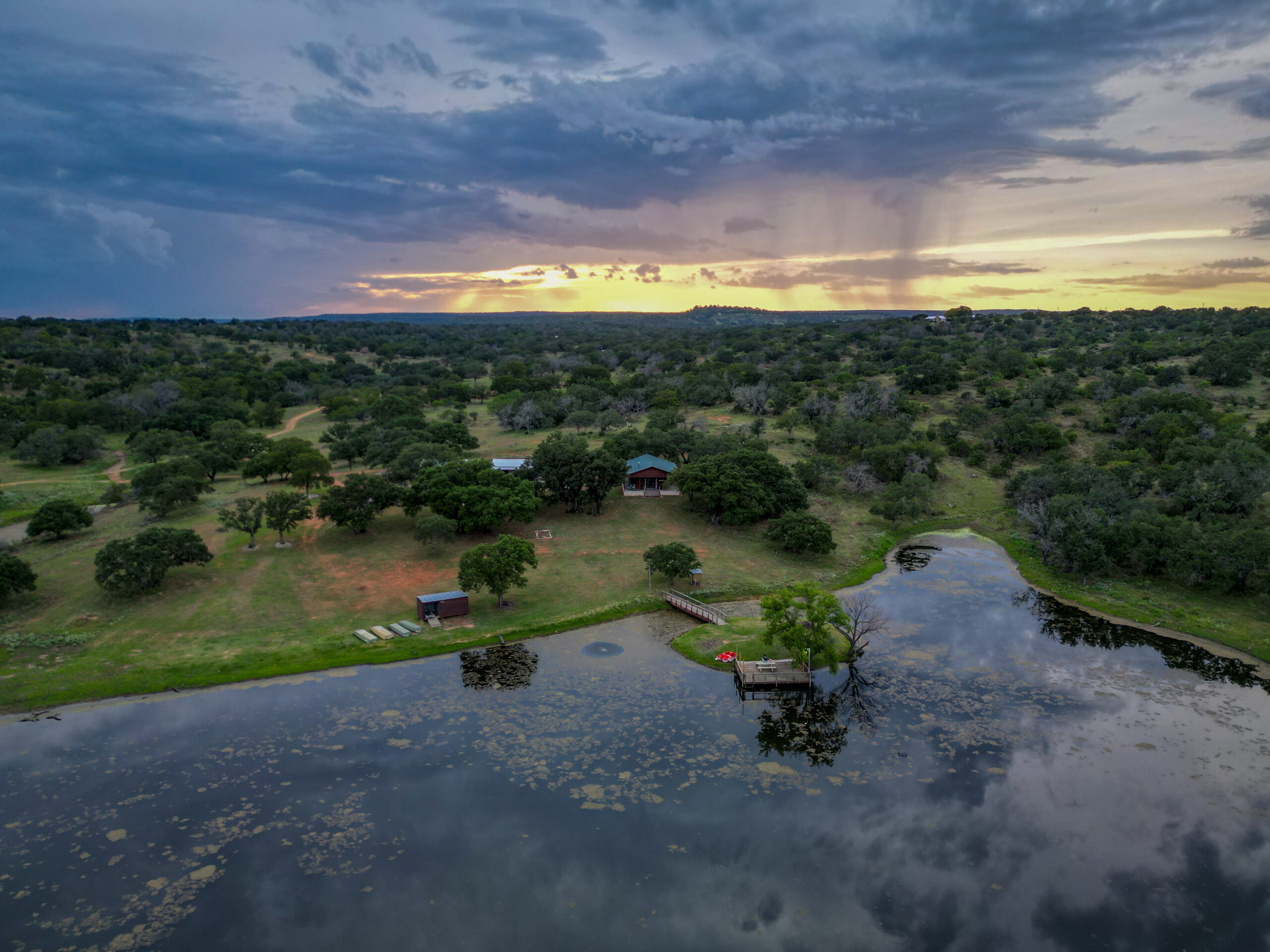 Lake house hunting lodge lake cabins birds eye view